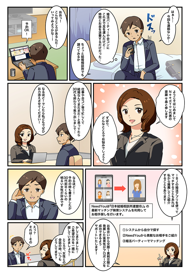 婚活漫画1 イラスト制作依頼はタノムノ