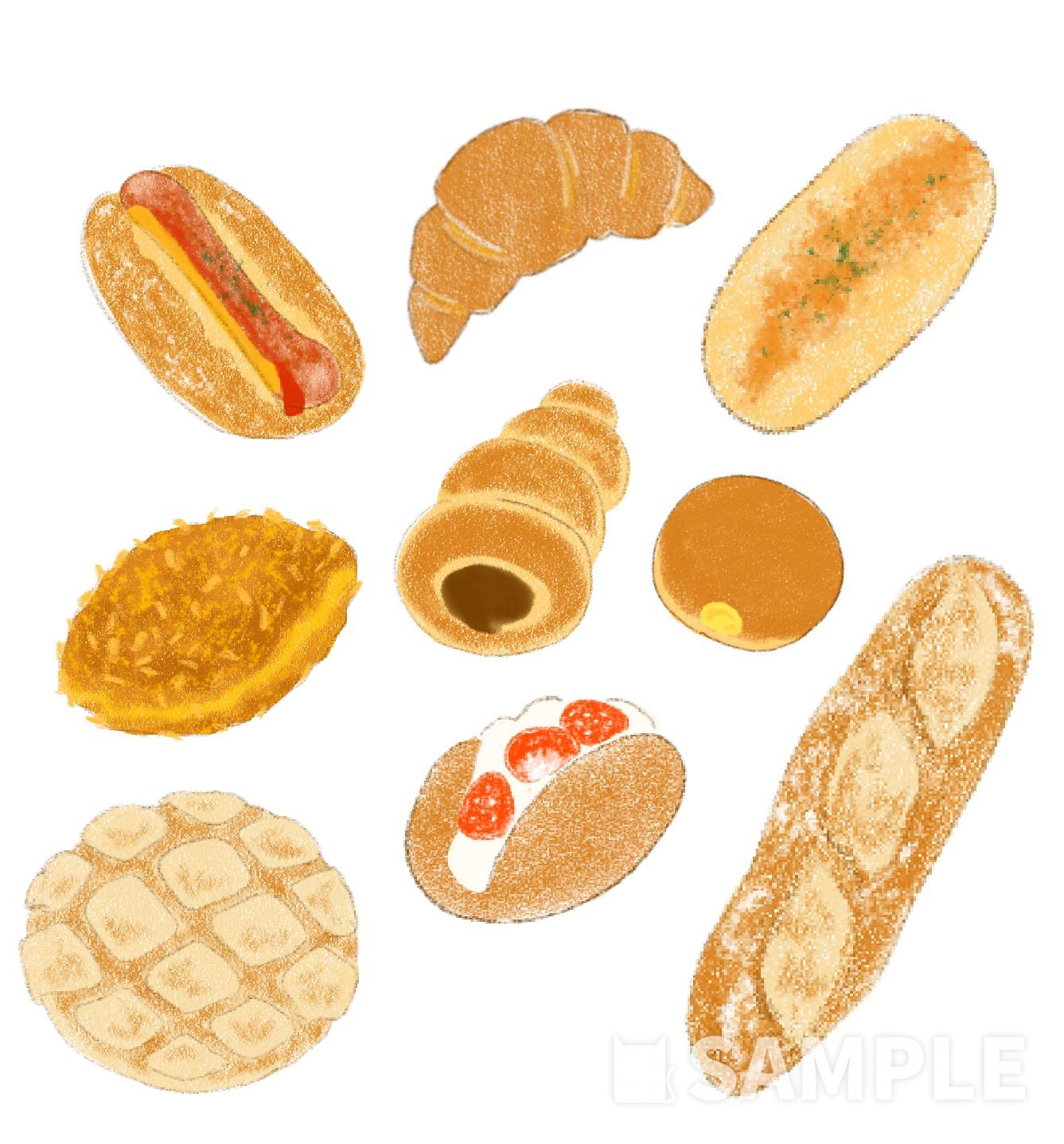 おいしそうなパン 食べ物のイラスト描きます イラスト制作依頼はタノムノ