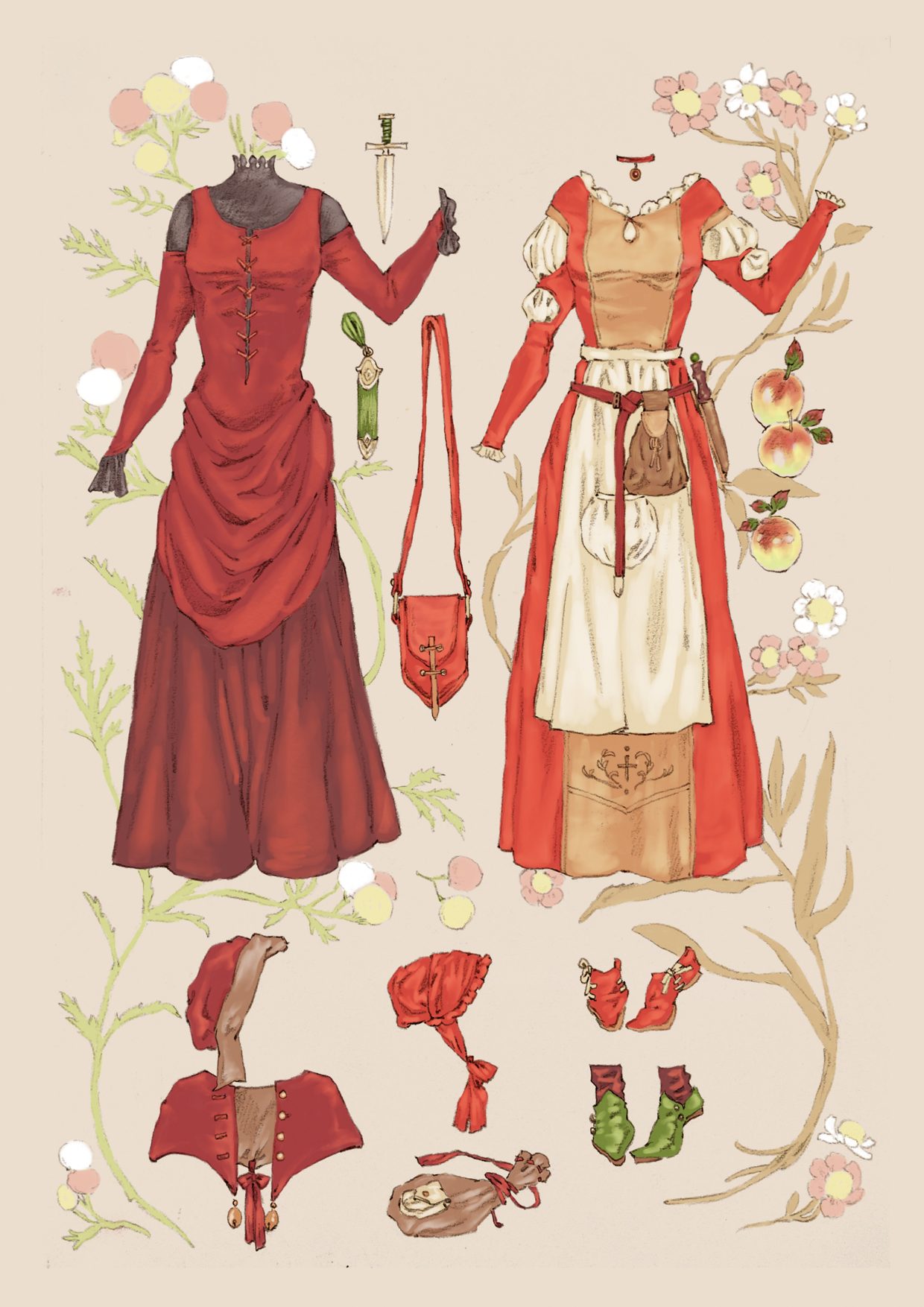 中世ヨーロッパのコスチュームドレスデザイン イラスト制作依頼はタノムノ