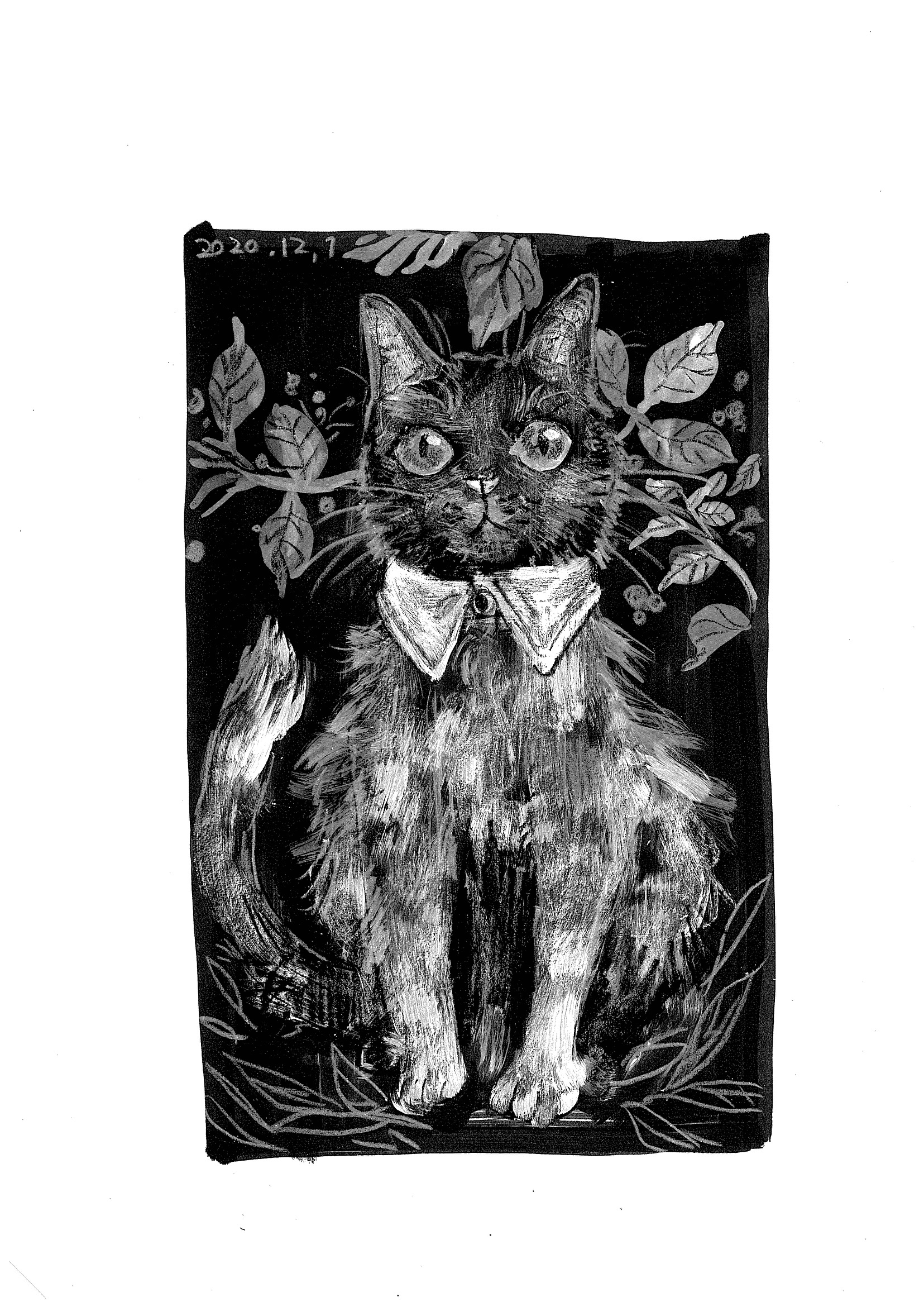 外国の絵本調の猫のイラスト モノクロ イラスト制作依頼はタノムノ