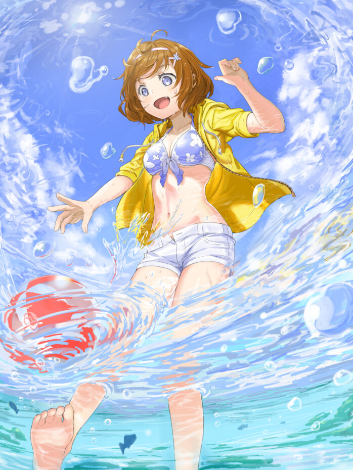 海で遊ぶ女の子 イラスト制作依頼はタノムノ 海で遊ぶ女の子 イラスト制作依頼はタノムノ