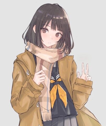 マフラー女子高生 イラスト制作依頼はタノムノ マフラー女子高生 イラスト制作依頼はタノムノ