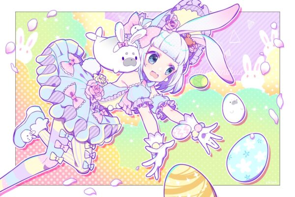 エリちびイースター/手描きイラスト/イラストオーダー/イラスト原画 イースター2023 - イラスト制作依頼はタノムノ